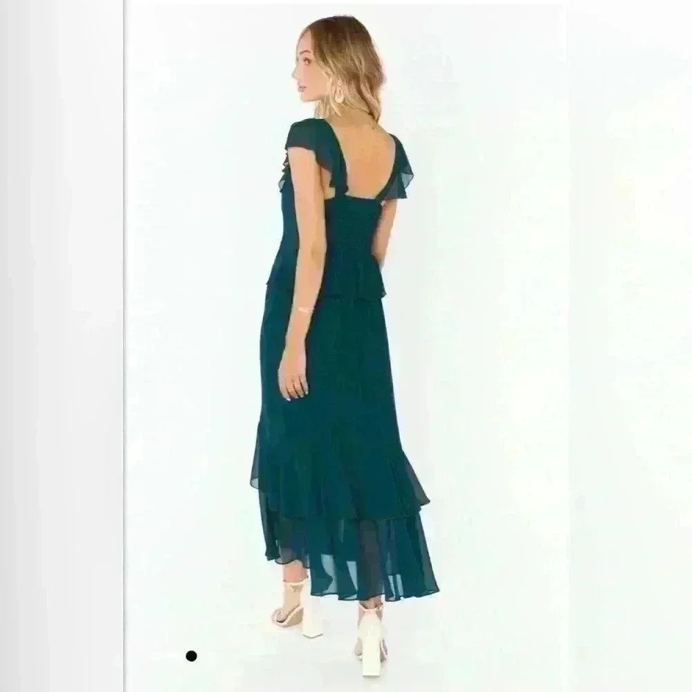 Show me your mumu- NWT Reese Ruffle Midi Dress Sz XS - Picture 3 of 12